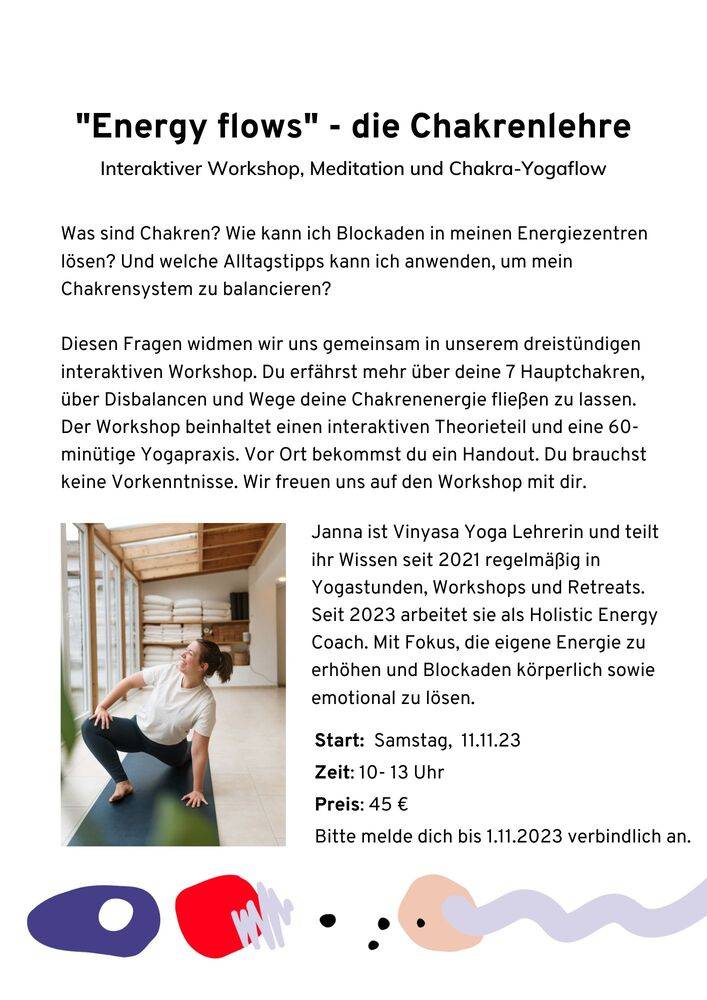 Workshop Energy Flows Chakrenlehre mit Janna Grigoleit